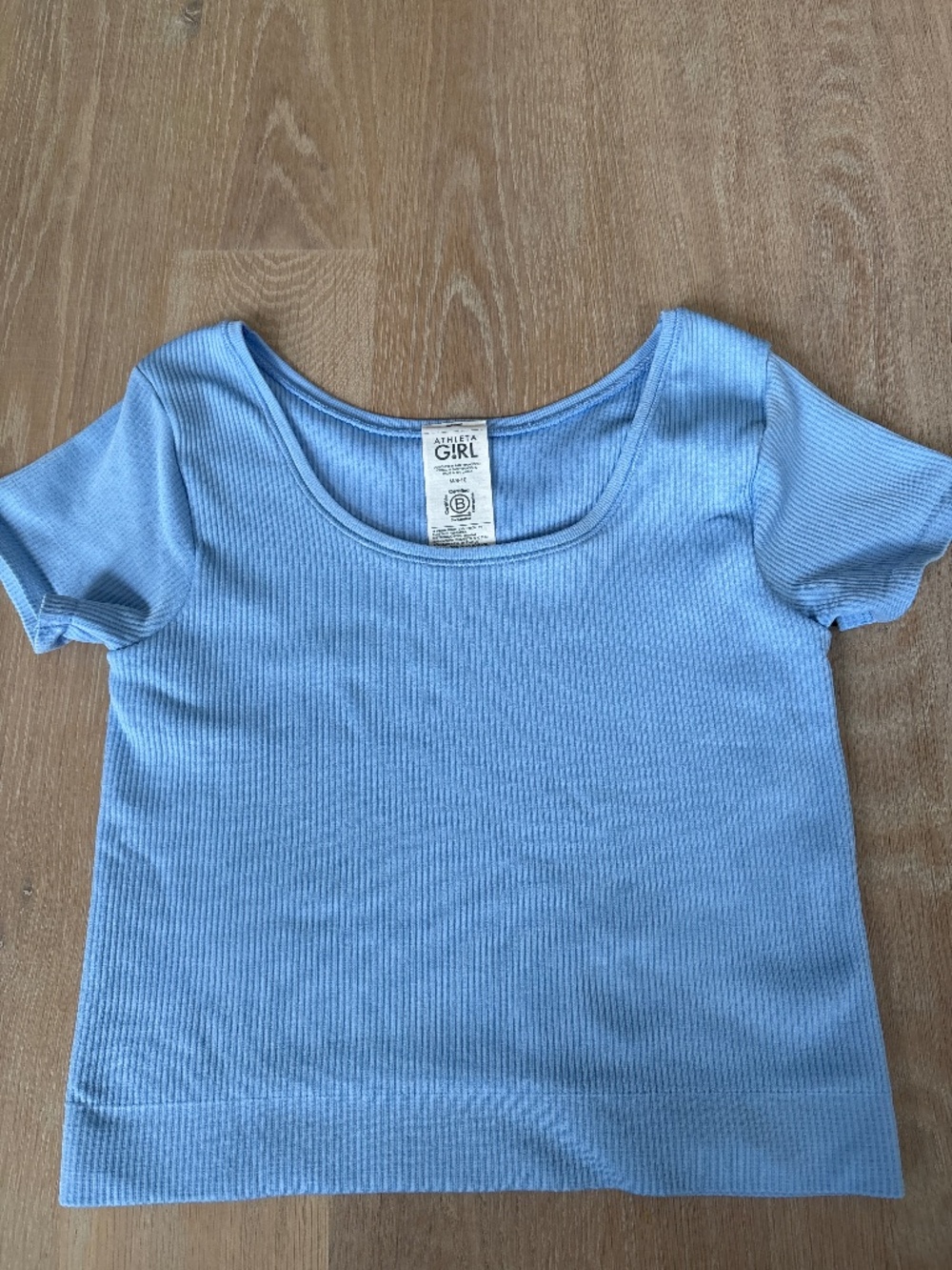 Athleta Girl Ribbed Blue T-shirt (M/8-10 yr)